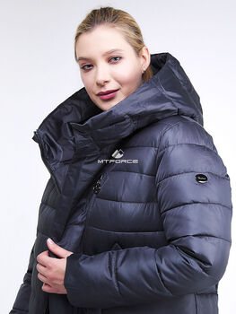 Женская зимняя классика куртка с капюшоном темно-ф
